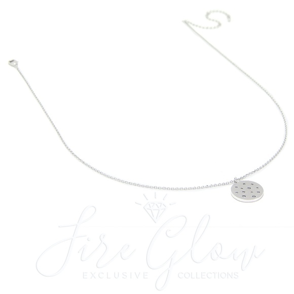 Silver Studded Disc Pendant Necklace - Picture 3 of 8